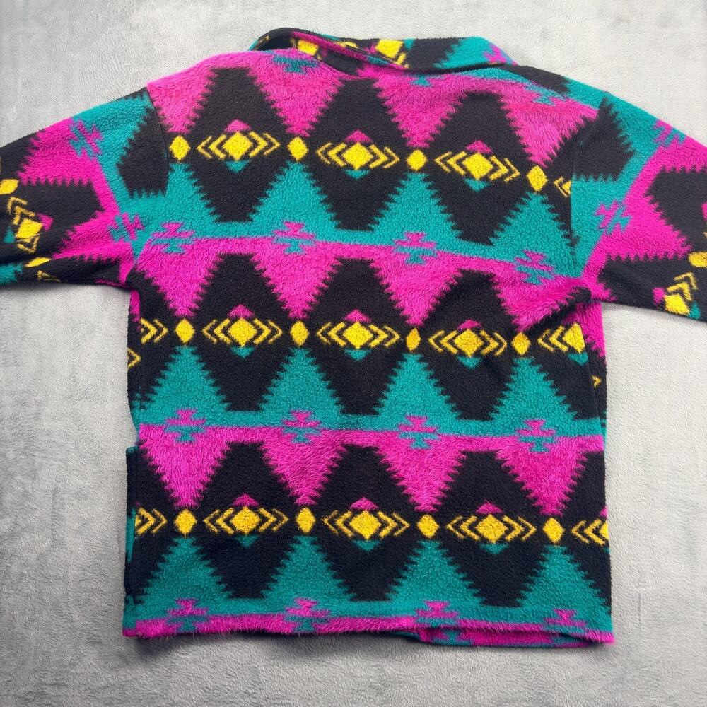 Vintage Village Fair Cardigan Fleece Sweater Women's XL Southwest Aztec Pockets - Picture 2 of 7